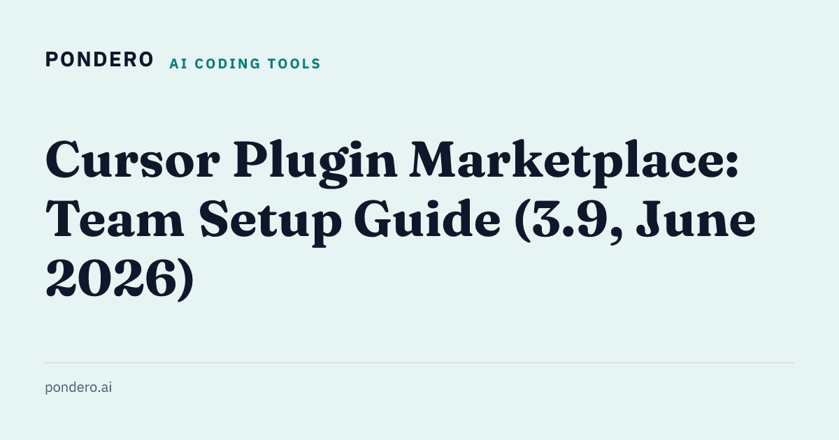 Cursor Plugin Marketplace team setup guide -- Pondero