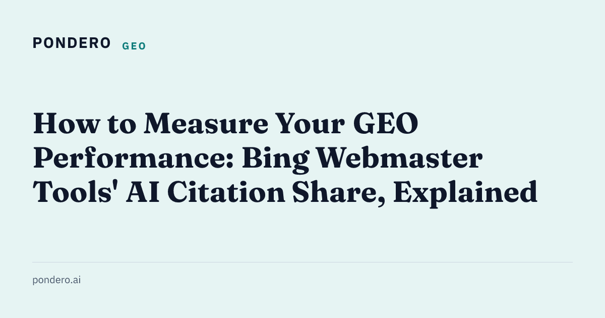 Bing AI citation share GEO tracking dashboard