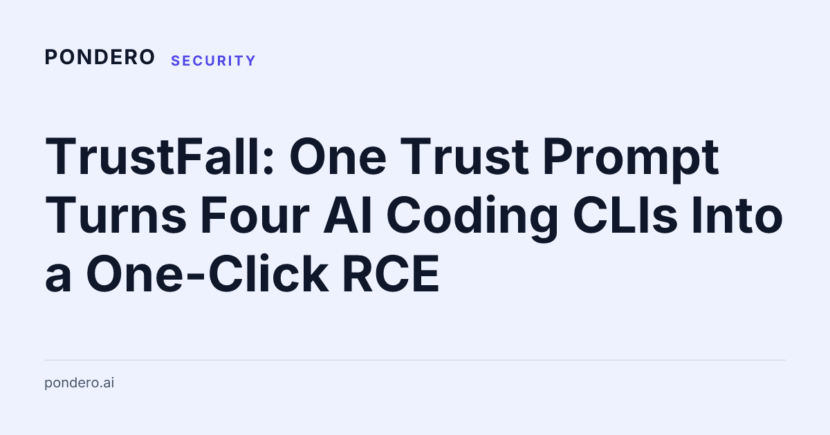 TrustFall one-click RCE across coding agents via MCP