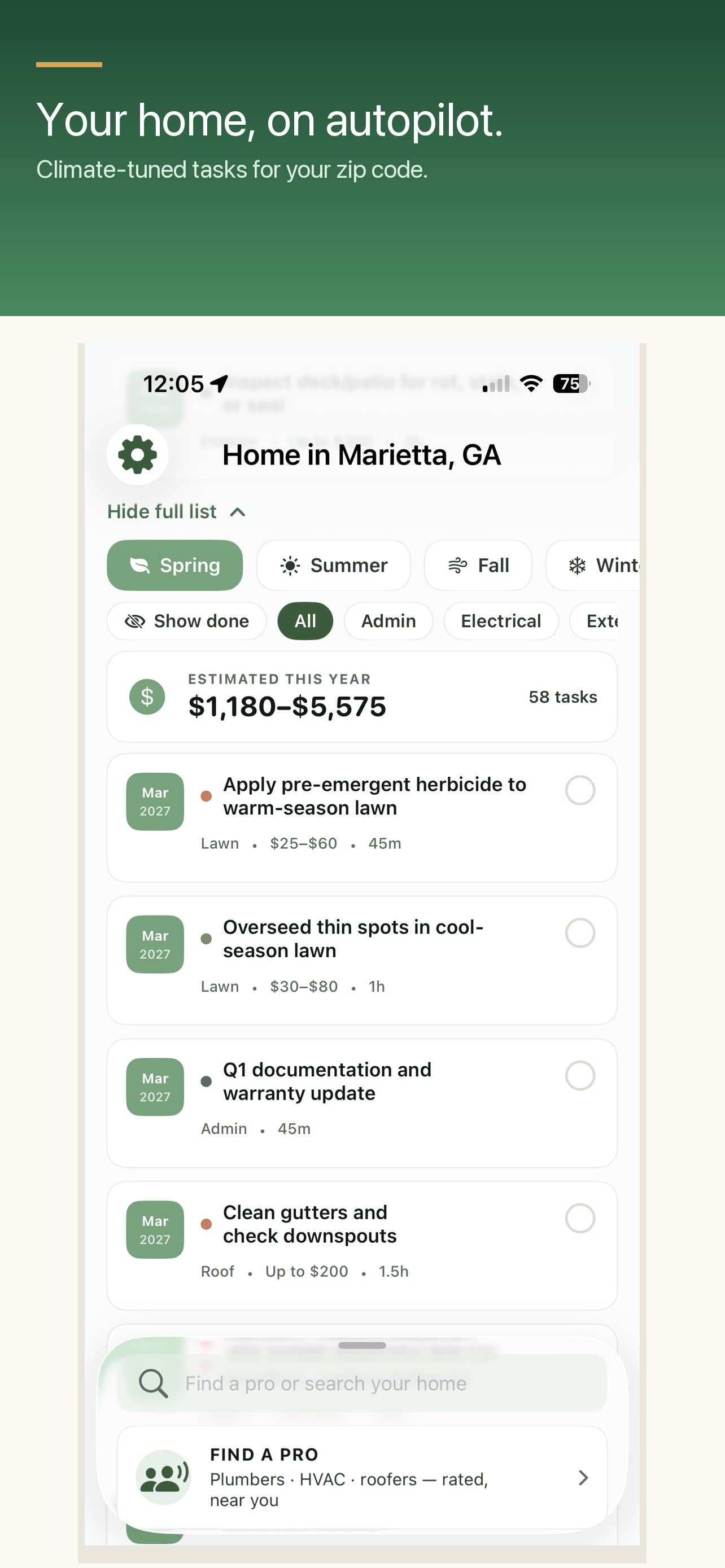 Seasonal tasks tuned to your zip