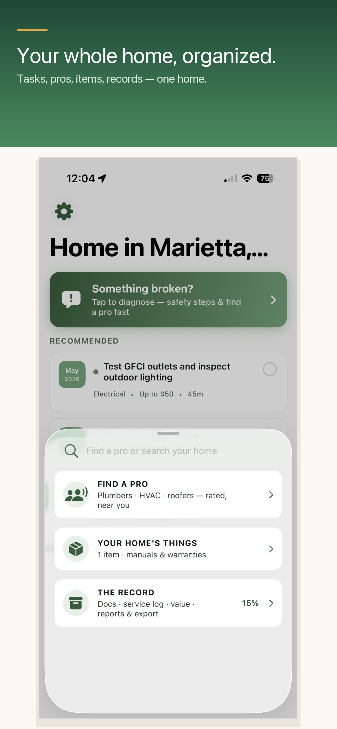 Your home at a glance